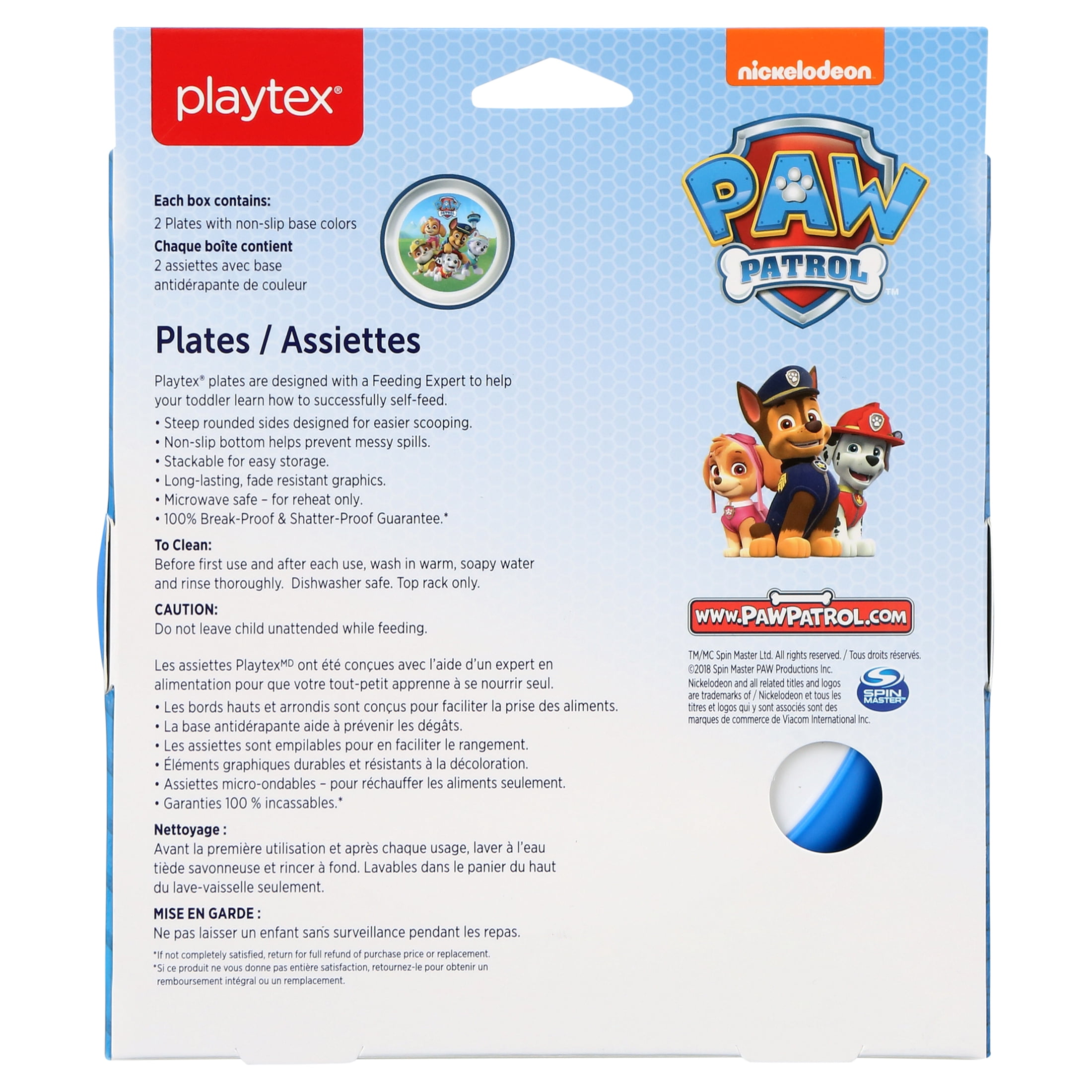 Playtex Mealtime Paw Patrol Plates for Boys, 2 pack