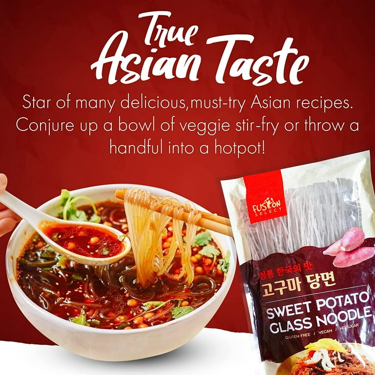 Sweet Potato Glass Noodles - Zero-Fat, Low-Calorie, No-Sodium Diet-Friendly, Gluten-Free, Vegan, Stir-Fry, Dumplings, Hot Pot - For Chinese, Korean Recipes - 7.05oz