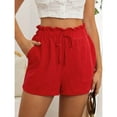 thumbnail image 4 of Yubnlvae Women's Summer Shorts - High Waist Casual Elastic Waist Shorts Red S, Women Elastic Summer Womens Casual Shorts Shorts And High Solid Waist Women's Shorts, 4 of 7
