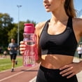 thumbnail image 6 of Sports Water Bottle with Flip Top Lid and Screw-on Lid, Durable Leakproof Plastic Water Bottle without Straw,Reusable Portable Water Bottle with Carrying Strap for Outdoor Sports,1Pc(Pink,8.6x2.5"), 6 of 8