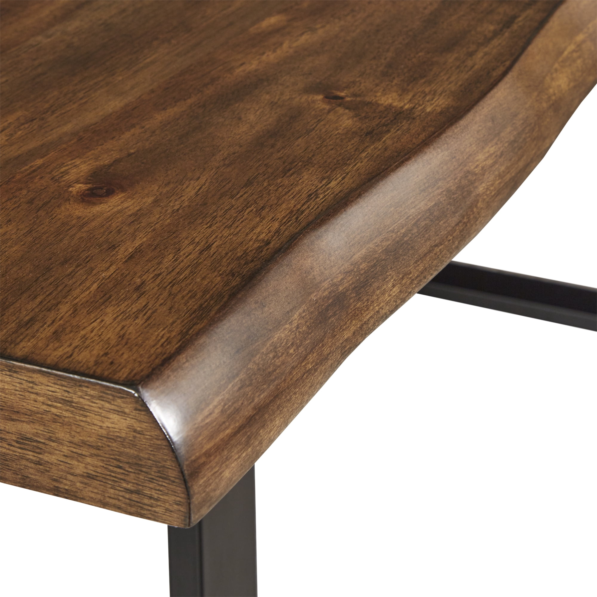 Weston Home 78-inch Rectangle Live Edge Dining Table with Metal Base - Natural Wood Aesthetic