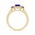 thumbnail image 2 of ANGARA Natural Three Stone Round Tanzanite Ring with Diamond Accents in 14K Yellow Gold for Women (Size-6mm) | December Birthstone, Anniversary, Jewelry Gift for Women | Natural Tanzanite Ring, 2 of 9