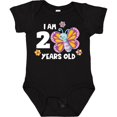 thumbnail image 3 of Inktastic I am 2 Years Old Cute Smiling Butterfly with Flowers Girls Baby Bodysuit, 3 of 5