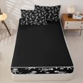 thumbnail image 4 of Homewish Cartoon Halloween Skeleton Zipper Twin Comforter Sets with Fitted Sheet and 2 Pillowcases for Teens, Black White Skull Zipper Bedding Set, Black Reversible, 4pcs, 4 of 6