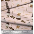 thumbnail image 3 of Soimoi Pink Rayon Fabric Text & Coffee Maker Kitchen Print Fabric by Yard 56 Inch Wide, 3 of 3