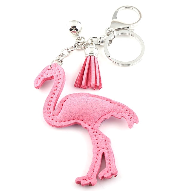 Elegante Llavero De Flamenco De Cristal Rosa, Colgante Para Bolso, Llavero Con Anilla De Regalo Con Borla