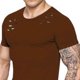 thumbnail image 5 of Minnieouse Camisetas de modal con cuello para hombre, Top informal de manga corta con agujeros lisos y curvados Camisetas café 3XL, 5 of 6