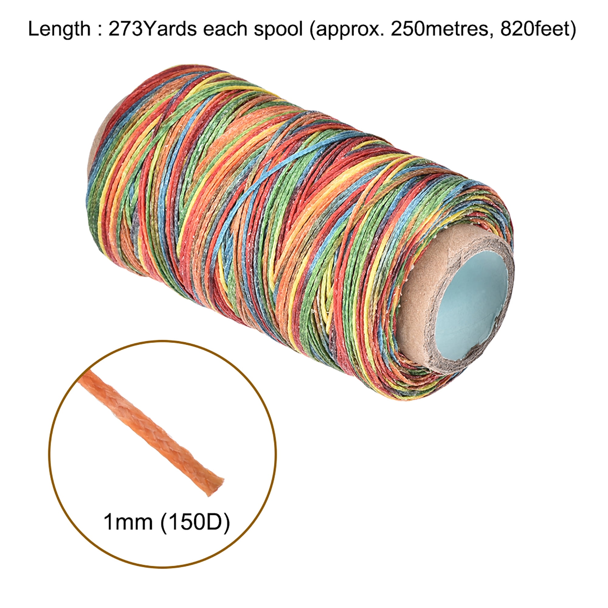 Uxcell 273 Yards 150D/1mm Leather Sewing Waxed Threads Colorful 2 Pack