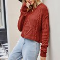 thumbnail image 4 of Lovskoo Sweaters for Women Trendy Casual Long Sleeve Round-Neck Solid Ladies Warmth Tops Blouse Red, 4 of 8
