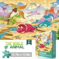 MJSHUN Puzzles for Kids Ages 4-8, 3-5 Puzzle for Kids Set 180 Piece Jungle Animals Puzzles for Toddler 4-6,Floor Puzzle Age 5-7 Children Learning Preschool Educational Puzzles Toys for Boys and Girls