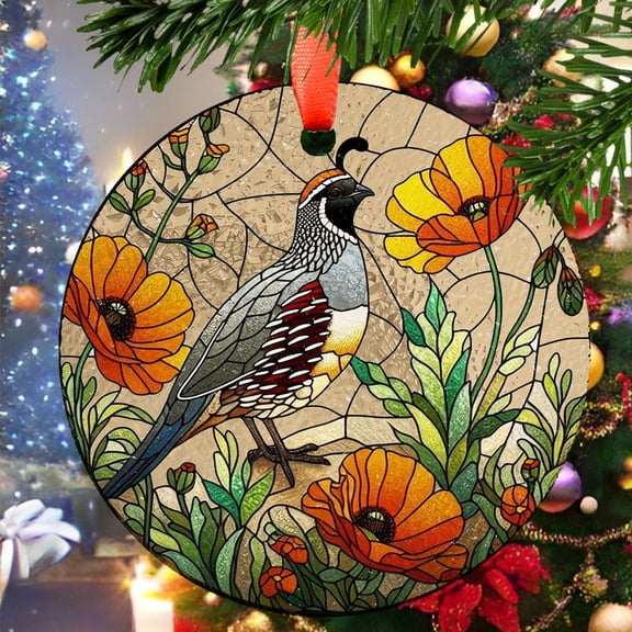California Quail On Christmas Ornament, Ceramic/Acrylic Ornament, Special Keepsake for Mother, Valentine Ornament Gift, Seasonal Festival Keepsake, Collectible 2025