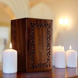 LifeSong Milestone Small Wooden Urn For Ashes - Personalized Cherry Wood Keepsake Box With Photo Holder