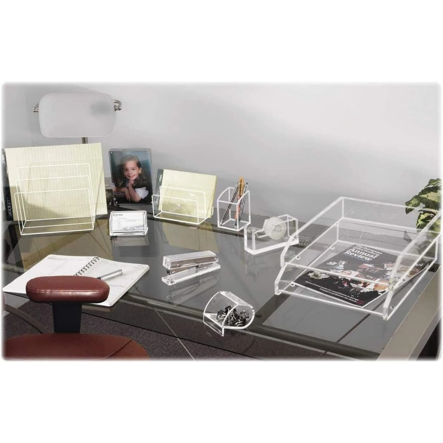 Acrylic Double Large Letter Tray, 2 Tier Stackable Desk Organizer, Front Loading, 10.6" x 13.9" x 4.8", Non-Skid Feet, Office Organizer, Desk Accessory