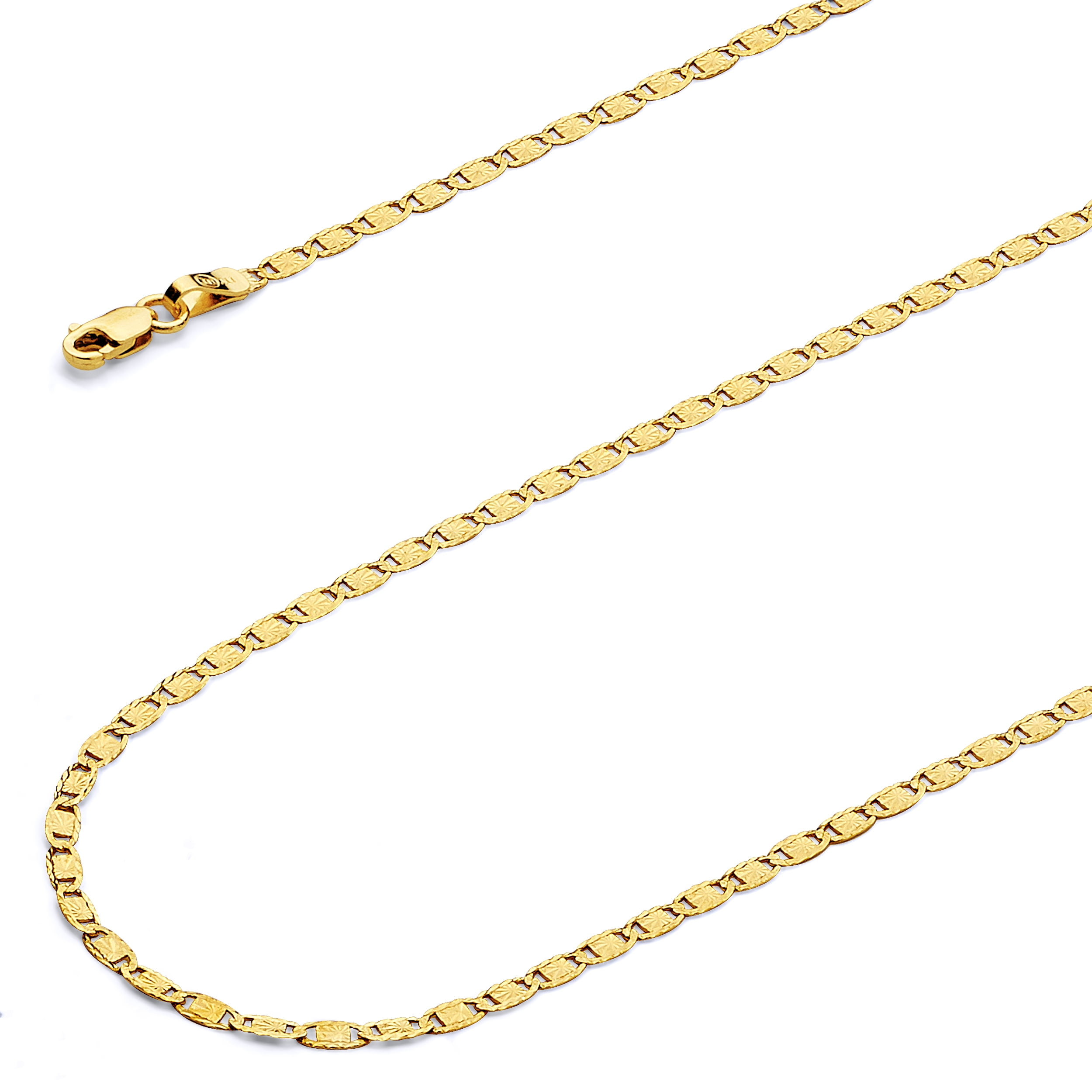 Solid Gold Hollow French Rope Light Chain Necklace 14K Yellow Gold 2mm Wide Lengths 16 to 24