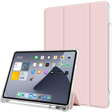 Mazepoly Case iPad Air 4 2020 10.9 Inch 4th Generation Case, Ultra Slim Trifold Stand Auto Sleep/Wake Soft TPU Shockproof Case with Pencil Holder, Pink