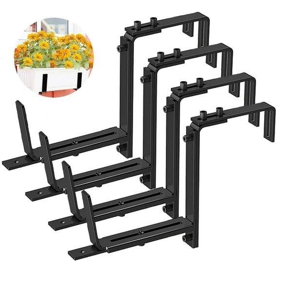 Planter Box Brackets, Railing Planter Box Adjustable Window Boxes Planters Pergola Brackets Porch Railing Planters Black Butterfly for Balconies, Fenc