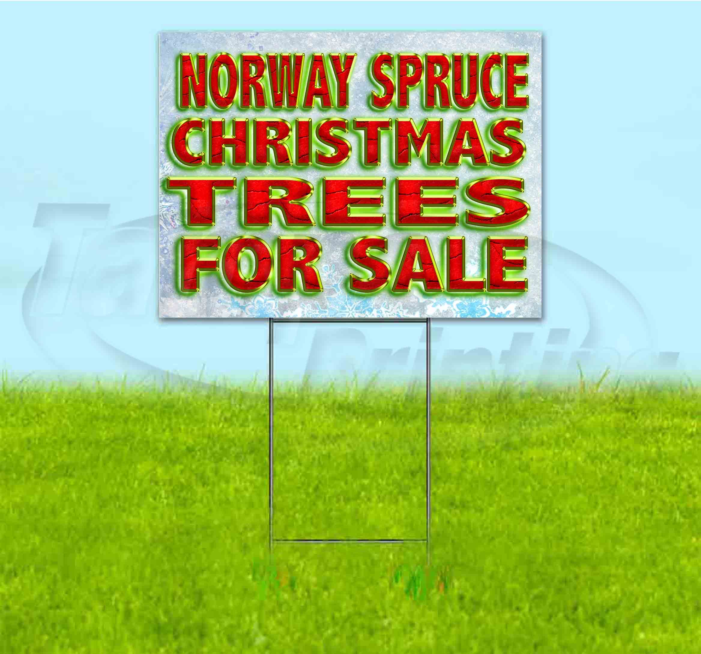 Red Cedar Christmas Trees For Sale (18" x 24") Yard Sign, Includes Metal Step Stake