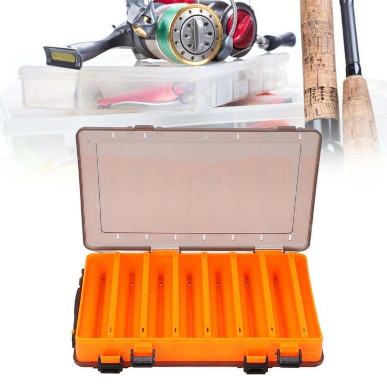 LIYJTK Fishing Tackle Box 2 Sided Plastic Lure Storage Box Visible Hard  Plastic Clear Fishing Lure Bait with Portable Handle for Outdoor Freshwater  Saltwater 