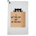 thumbnail image 1 of I Let the Cat Out of the Bag - Cute Kitty in Paper Bag Golf Towel with Carabiner Clip, 1 of 5