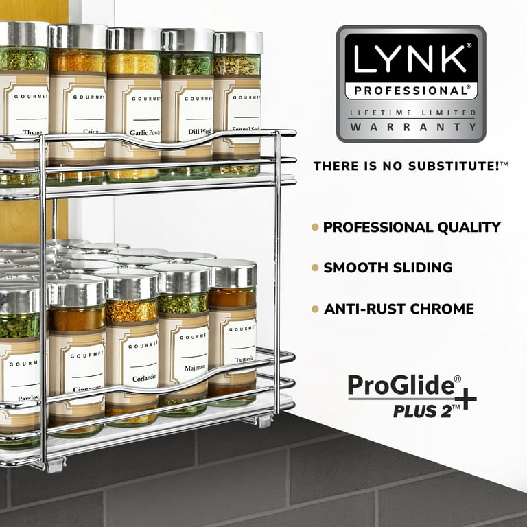 LYNK PROFESSIONAL 10-1/4 Wide Heavy Gauge Steel Spice Drawer Organizer for  Spice Jars, Herbs, Seasonings - Silver Metallic