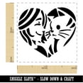 thumbnail image 2 of Woman with Cat Kitten Pet in Heart Self-Inking Rubber Stamp Ink Stamper - Purple Ink - Small 1 Inch, 2 of 7