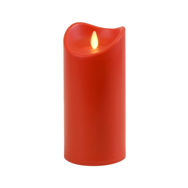 Battery Operated Candle with Moving Flame Red Pillar (5 inches