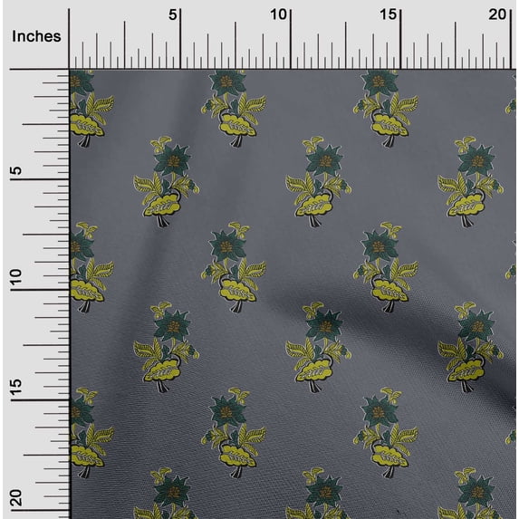 oneOone Viscose Jersey Fabric Leaves & Floral Block Print Sewing Fabric BTY 60 Inch Wide