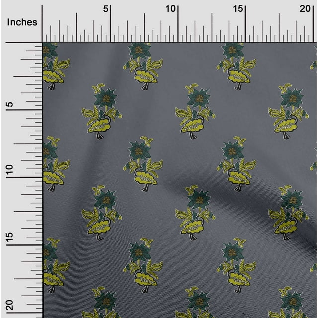 oneOone Cotton Flex Fabric Leaves & Floral Block Print Fabric BTY 40 Inch Wide