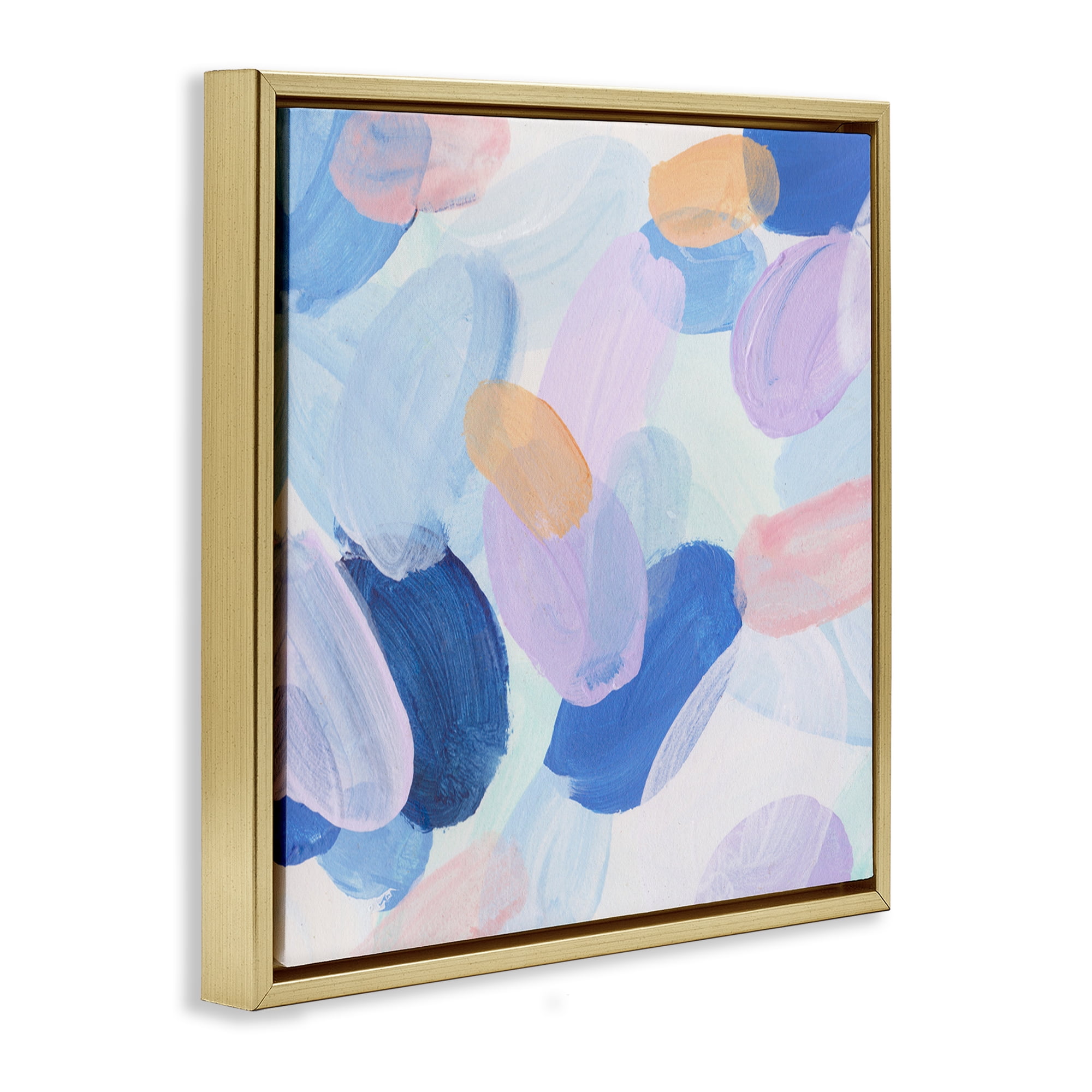Stupell Industries Oblong Shapes Pattern Abstract Painting Gold Floater Framed Canvas Art Print Wall Art, 18 x 18