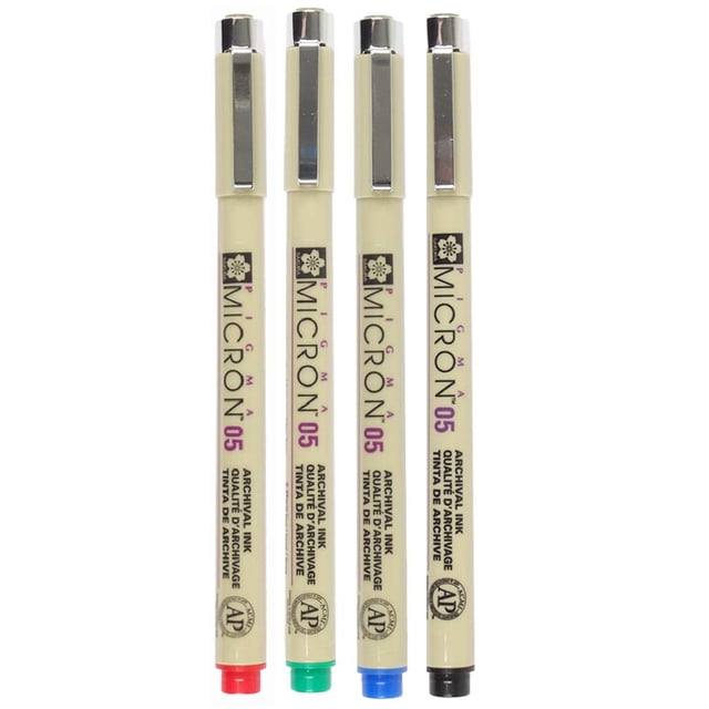 Bolígrafo Sakura Pigma Micron 05 Pack de 4 colores negro, rojo y azul