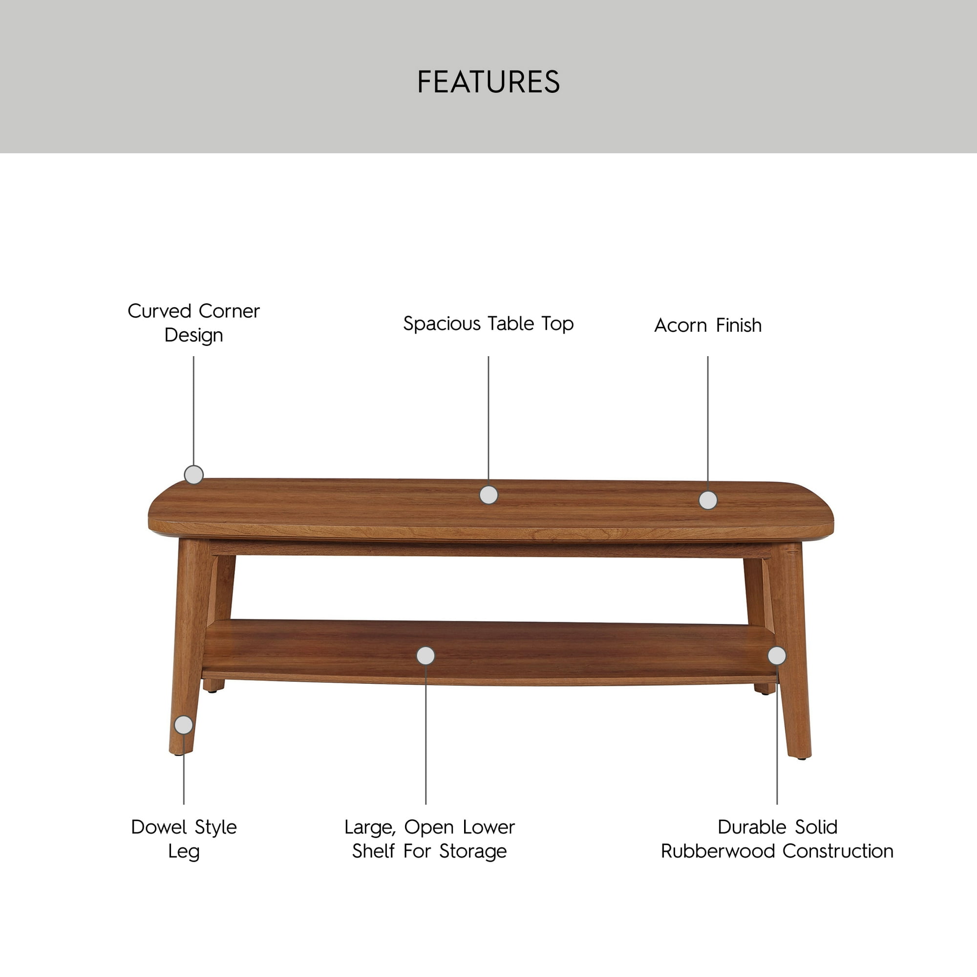 Better Homes & gardens Greyson Coffee Table, Acorn Finish