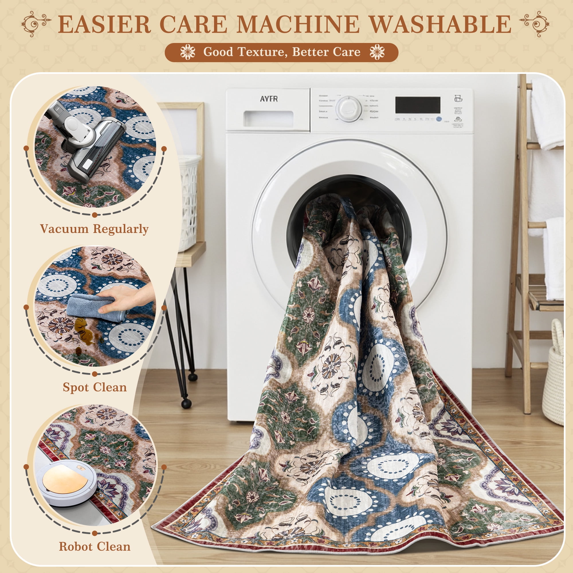 EnHomee 8x10 Area Rugs for Living Room Bedroom Vintage Indoor Carpet Rugs Machine Washable Area Rug,Red and Green