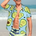 thumbnail image 7 of Sikiie Avocado and Hearts Print Men's Hawaiian Shirt, Summer Beach Button Pocket Short Sleeve T-Shirt,X-Large, 7 of 7