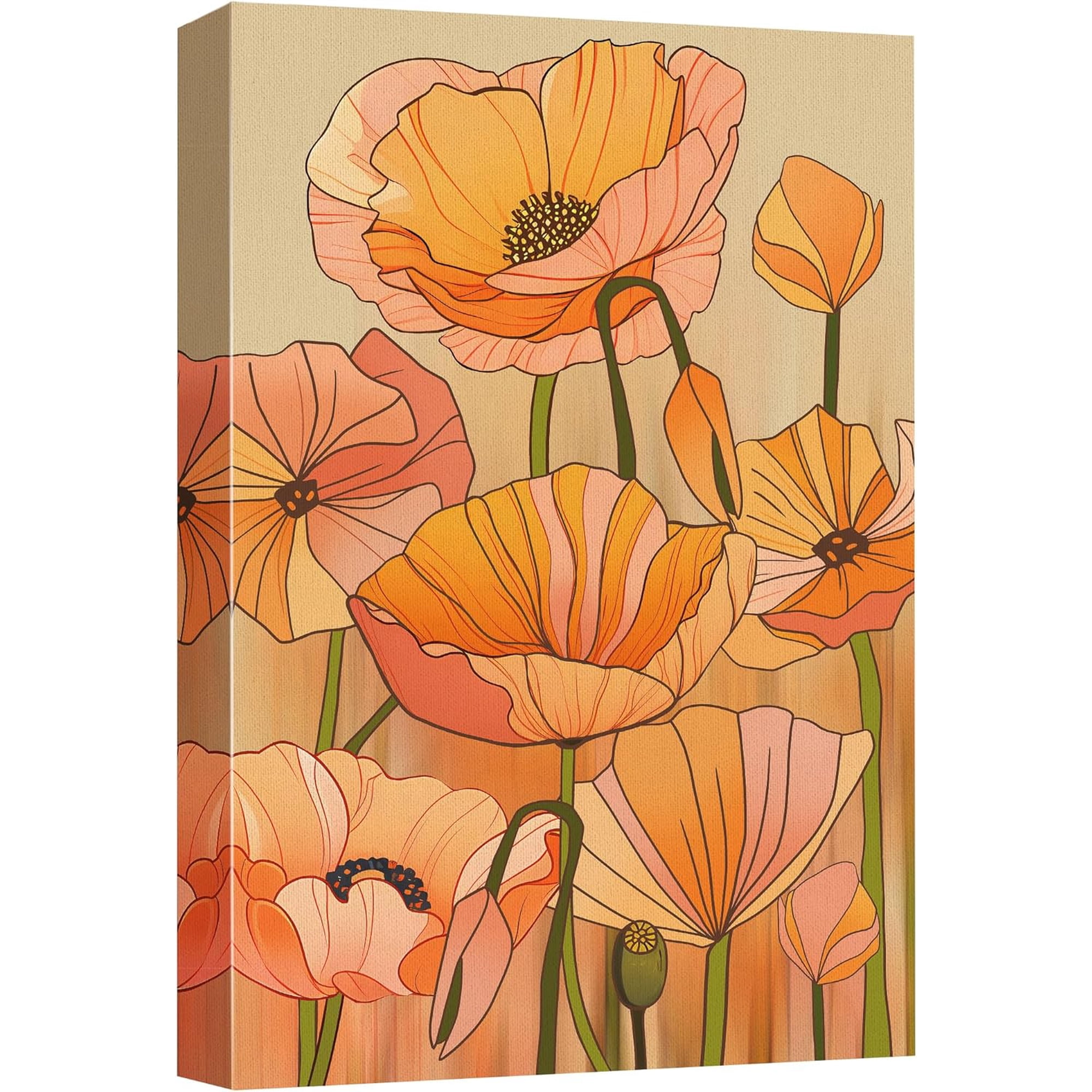 Wall26 Canvas Print Wall Art Pastel Lily Daisy Art Flower Garden Wall Decor Nature Wilderness Illustrations Modern Art Decorative Floral Botanical Print for Living Room Bedroom - 12 x18