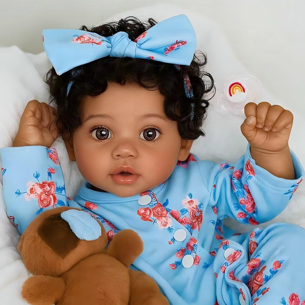 Dayoff kids 18 Inch Reborn Baby Doll,African American Newborn With Clothes For Kids Age 3+(No Accessories)