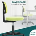 thumbnail image 3 of Armless Mesh Office Chair, Ergonomic Low-Back Swivel Desk Chair with Wheels and Lumbar Support, Height Adjustable, Green, 3 of 9