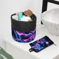 thumbnail image 6 of PhooArto Drawstring Cosmetic Bag, Barrel Shaped Portable Travel Makeup Bags, Glowing Rose Neon Butterfly Large Capacity Waterproof Multifunctional Bucket Toiletry Bag, 6 of 6