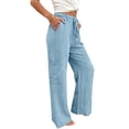 thumbnail image 6 of Nugftut Women's Drawstring Wide Leg Pants with Pockets Relaxed Lounge Trousers for Casual Travel, 6 of 6