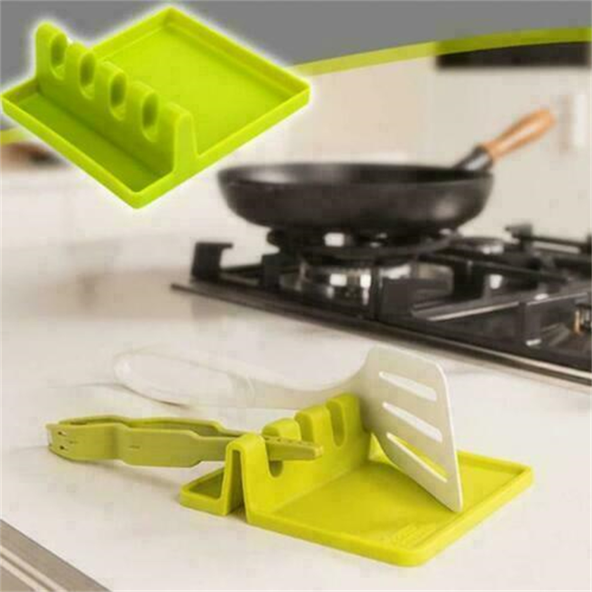 Sunloudy Heat Resistant Silicone Spoon Rest Ladle Utensil Holder Rack Cooking Tool Holder - image 5 of 6