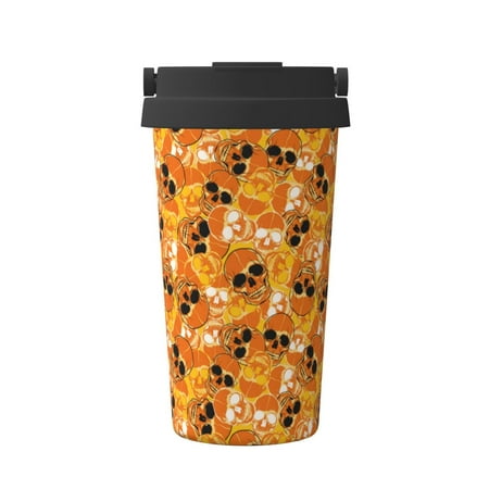 

Pofeuu Skulls Print Coffee Mug Iced Coffee Tumbler Cup Double Wall Vacuum Leak-Proof Thermos Mug CoffeeThermos Travel Mug
