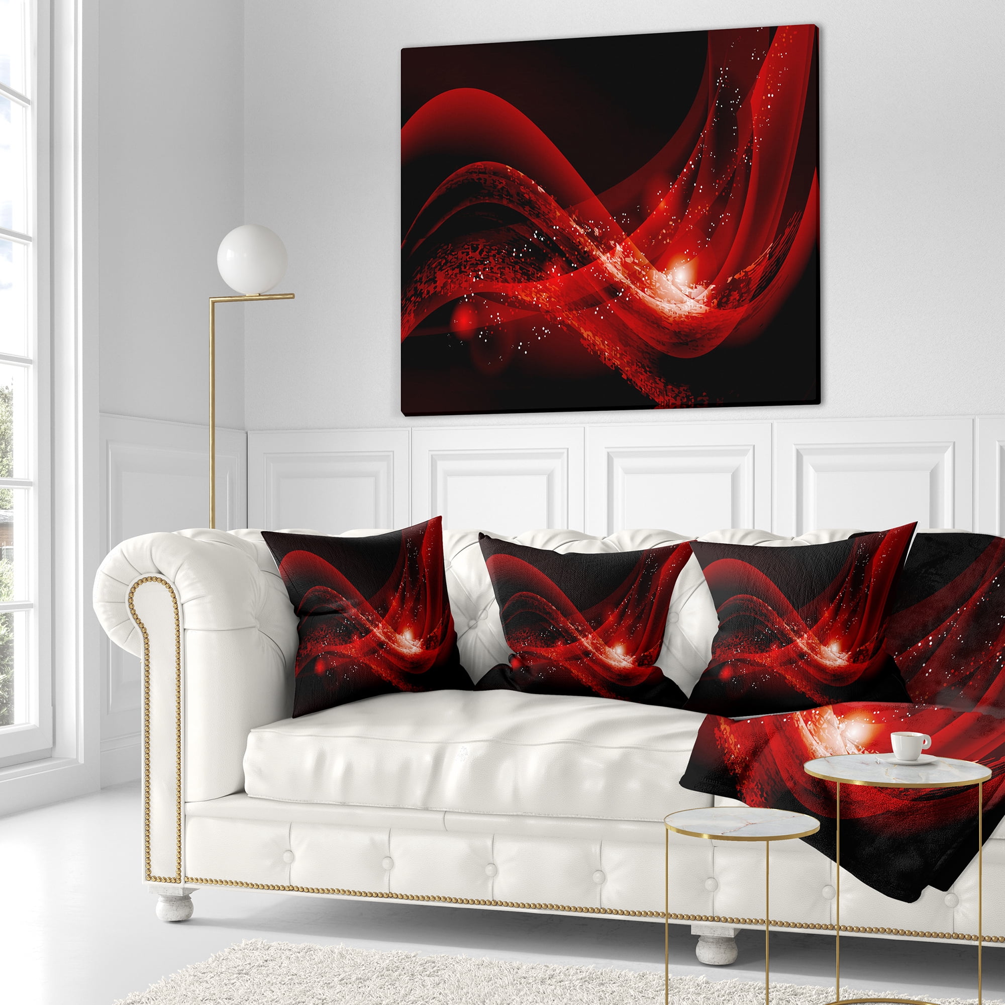 Designart Dark Red Vector Illustration - Abstract Throw Pillow - 18x18