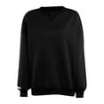 thumbnail image 5 of Lovskoo 2024 Sweatshirts for Women Fall Winter Fleece Thick Warm Striped Long Sleeved Round Neck Loose Short Casual Pullover Round Neck Sweater Black, 5 of 7