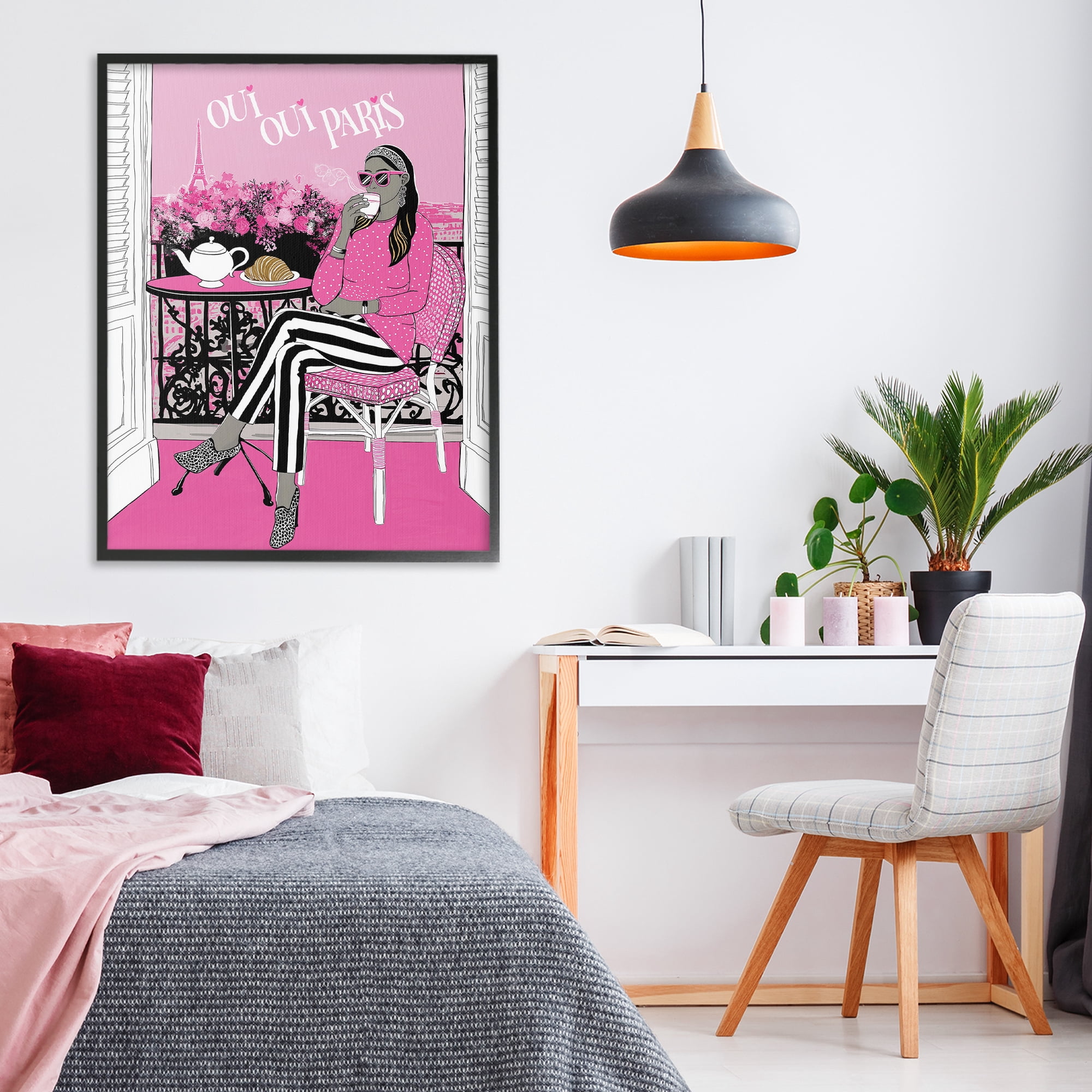 Stupell Industries Oui Oui Parisian Cafe Morning Black Framed Giclee Art, design by Jess Stempel
