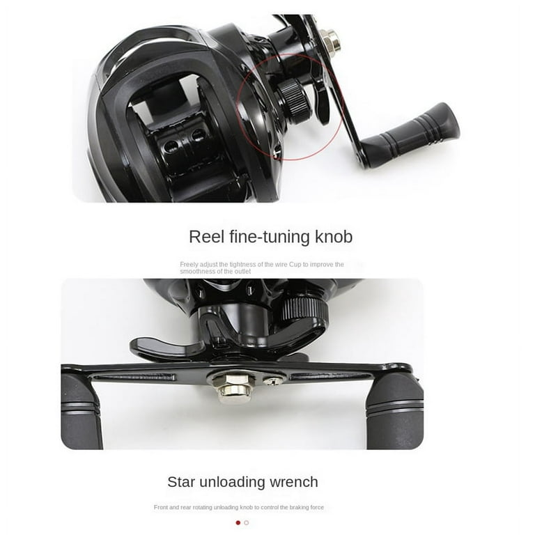 Water Drop Wheel Fishing Baitcasting Reel 18+1 Shaft 7.2:1 High Gear Metal Line Cup Sea Jig Wheel Left Hand, Black