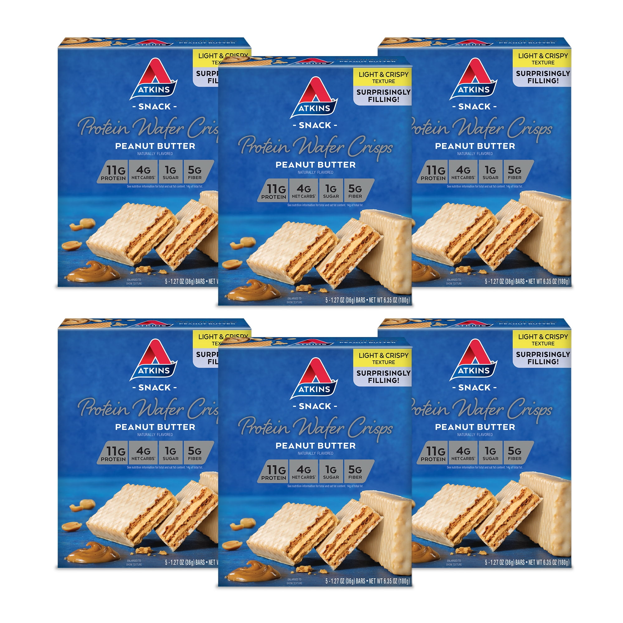 (2 pack) Atkins Protein Wafer Crisps, Peanut Butter, Keto Friendly, 30 Count