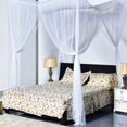 thumbnail image 2 of Clearance! 74.80"*82.68"*94.49" 4 Corner Elegant Lace Post Bed Canopy Mosquito Net Full Queen King Size Bedding White, 2 of 5