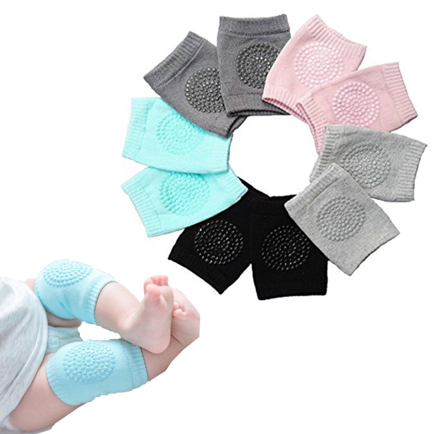 Yinuoday Baby Knee Pads for Crawling,2 pair Toddler Anti-slip Adjustable Kneepads,Leg Warmer Safety Protective Cover for Baby Boys or Girls 