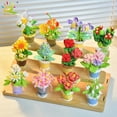 thumbnail image 2 of HLONKHUIQIBAO MOC Eternal Bouquet Micro Building Blocks Flower Model DIY Home Desk Plant Decoration Assemble Brick Toy For Children, 2 of 10