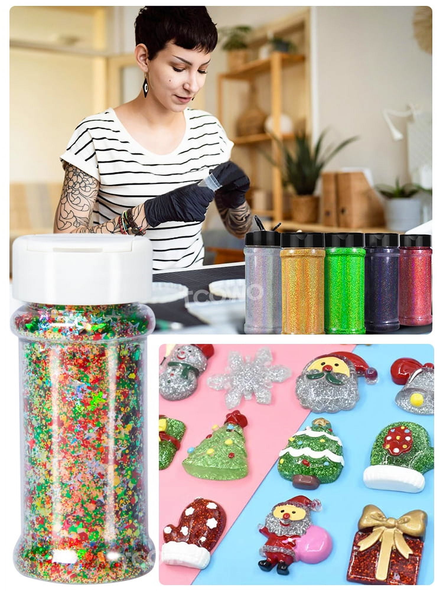 Christmas Glitter Sequins Shaker 2oz/Bottle 4 Colors One Kit Set