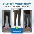 thumbnail image 4 of Mens Casual Pull On Pants Drawstring Elastic Waist Sweatpants Pleated Slacks Lightweight Loose Fit Summer Beach Trousers with Pockets Blue M, 4 of 6
